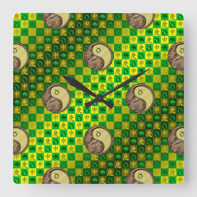 Taurus & Metal Monkey Square Wall Clock (Front)