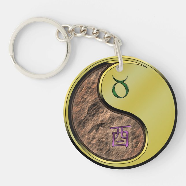 Taurus & Metal Rooster Keychain (Front)