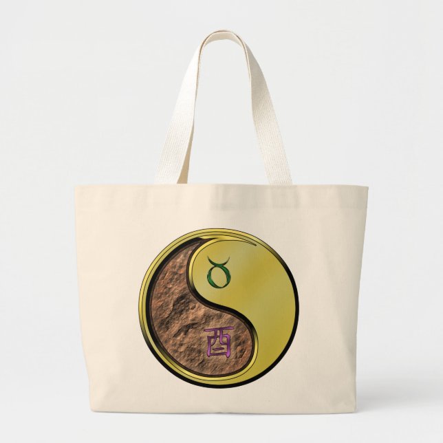 Taurus & Metal Rooster Large Tote Bag (Front)
