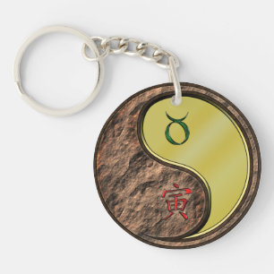 Taurus & Metal Tiger Keychain