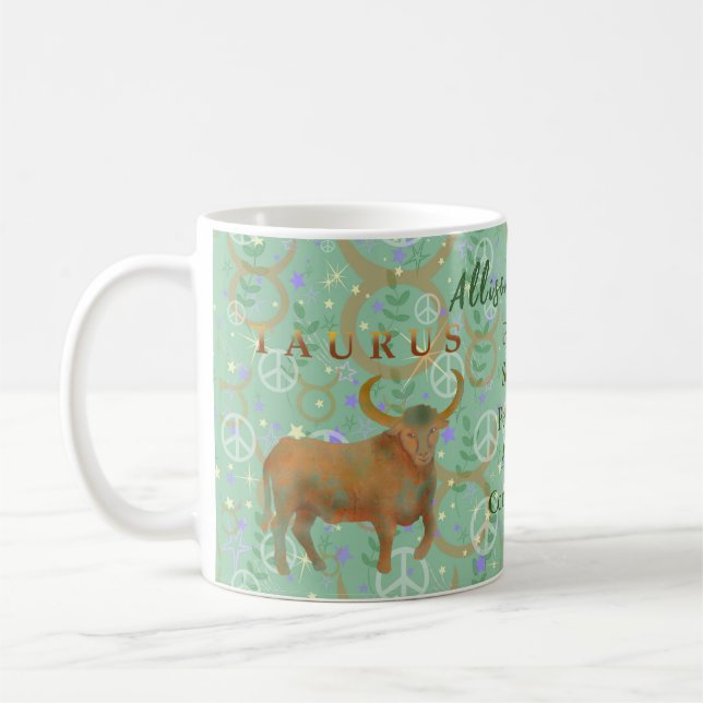 Taurus Modern Zodiac Traits Personalized Coffee Mug (Left)