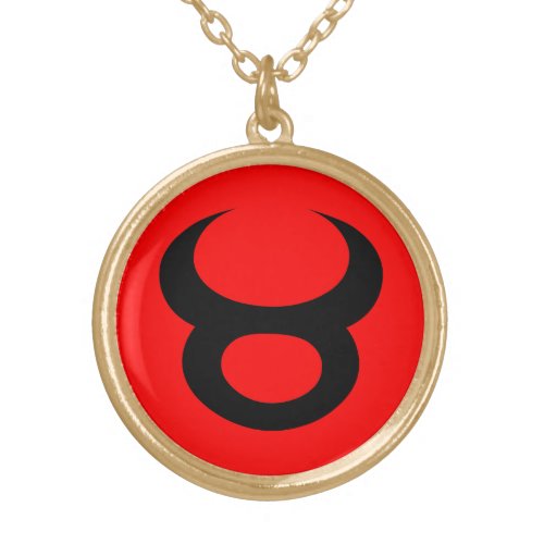 Taurus Necklace Black Red w Gold Finish