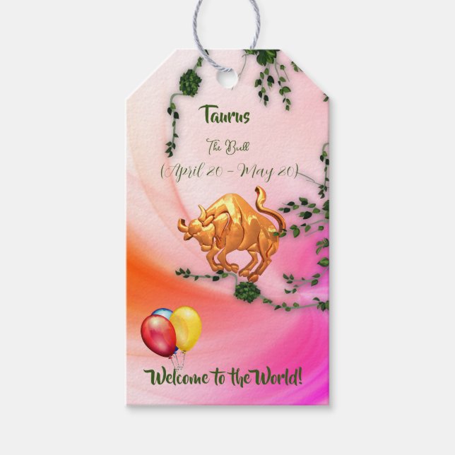 Taurus 'New Baby' Gift Tags (Front)