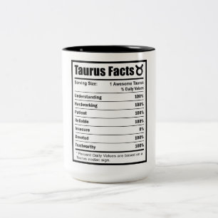 Taurus Nutrition Facts Two-Tone Coffee Mug