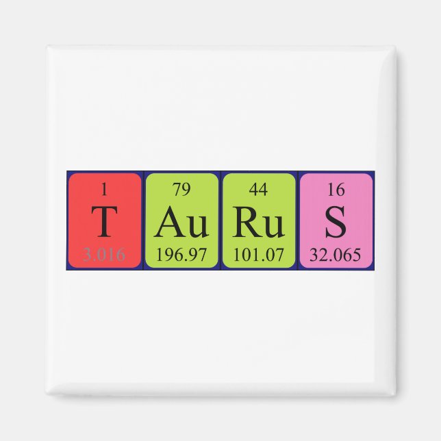 Taurus periodic table name magnet (Front)