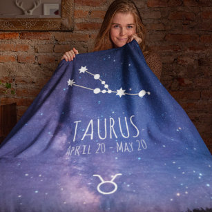 Taurus   Personalized Zodiac Constellation Fleece Blanket