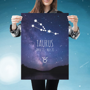 Taurus Personalized Zodiac Constellation Poster