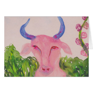 Taurus Pink Zodiac Symbol Blank Cards