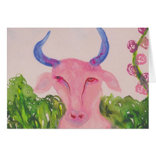 Taurus Pink Zodiac Symbol Blank Cards (Front Horizontal)
