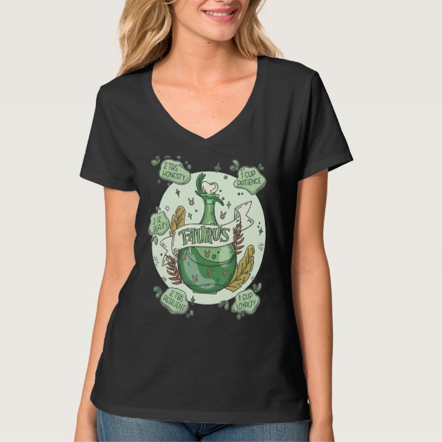 Taurus Potion With Ingredients   Magical Astrology T-Shirt (Front)