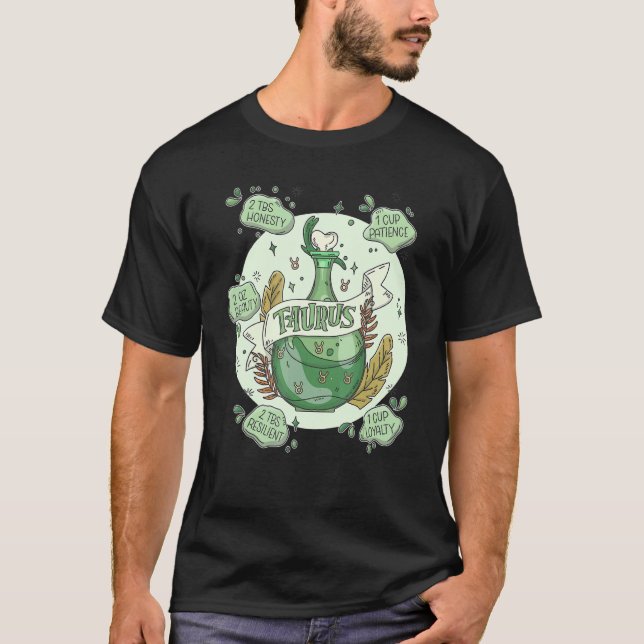 Taurus Potion With Ingredients   Magical Astrology T-Shirt (Front)
