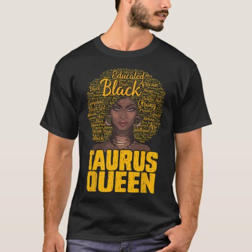 Taurus Queen Black Woman Afro Natural Hair African T_Shirt