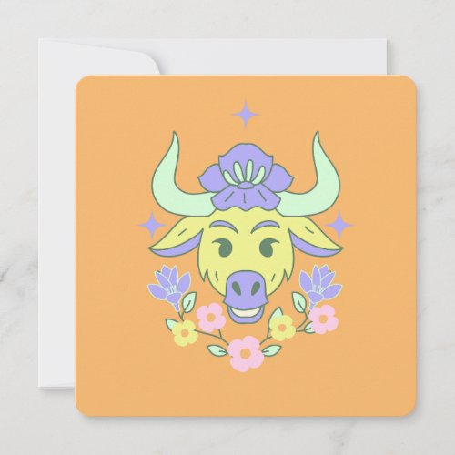 Taurus Retro Birthday Card Blank 