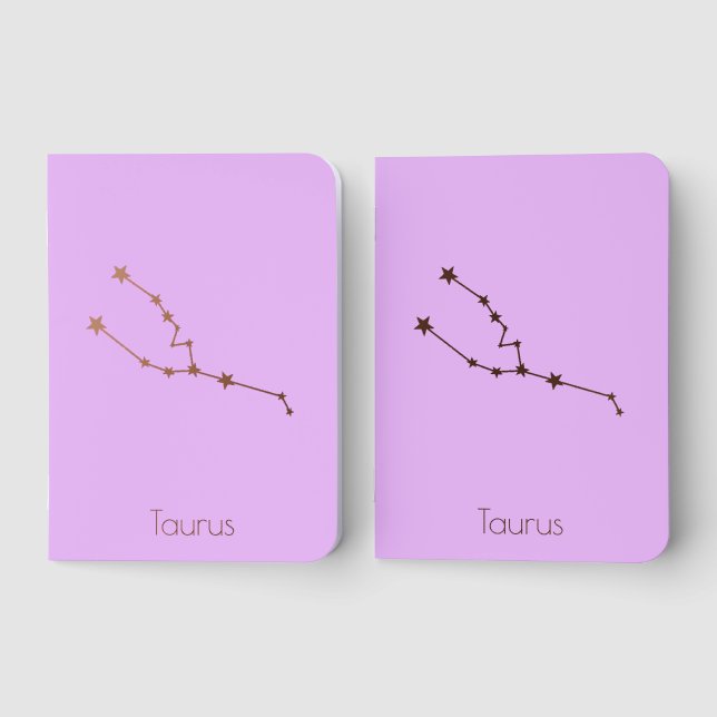 Taurus Rose Gold Foil Pocket Notebook Set (Front)