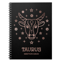 Taurus Rose Gold Zodiac Sign Personalized Notebook