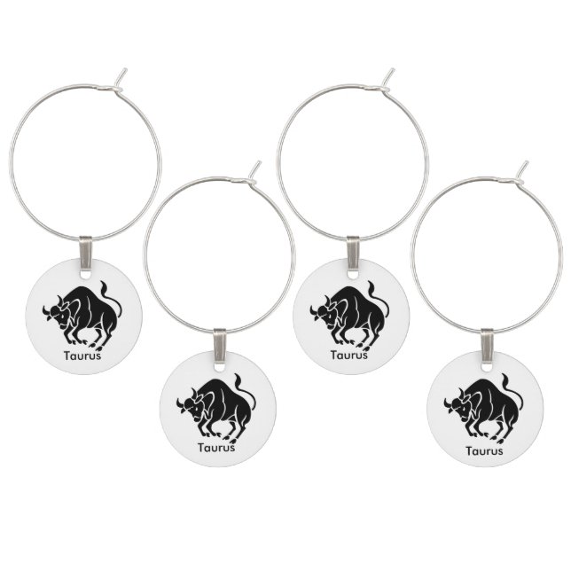 Taurus Set of Four Wine Charms (Staggered)