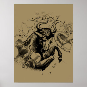 Taurus Sign Constellation Hevelius circa 1690