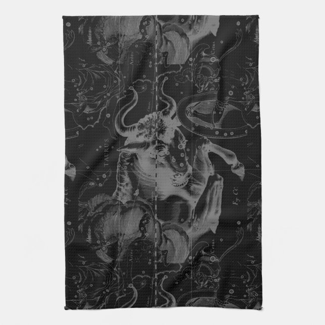 Taurus Sign Constellation Hevelius circa 1690 Kitchen Towel (Vertical)