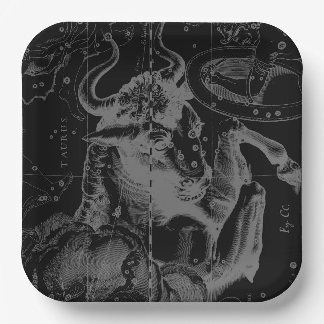 Taurus Sign Constellation Hevelius circa 1690 Paper Plates (Front)