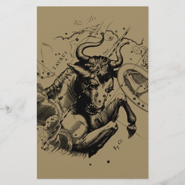 Taurus Sign Constellation Hevelius circa 1690 Stationery (Front)