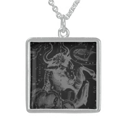 Taurus Sign Constellation Hevelius circa 1690 Sterling Silver Necklace