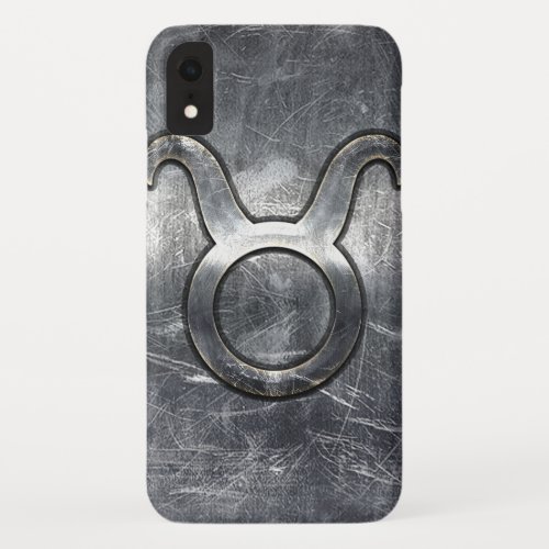 Taurus Sign in Silver Grunge Distressed Style iPhone XR Case