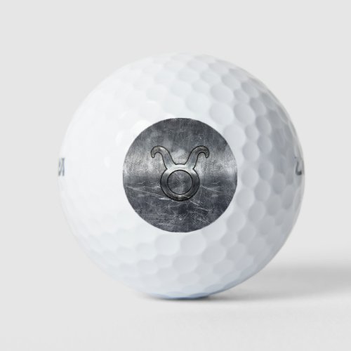 Taurus Sign in Silver Grunge Distressed Style Golf Balls