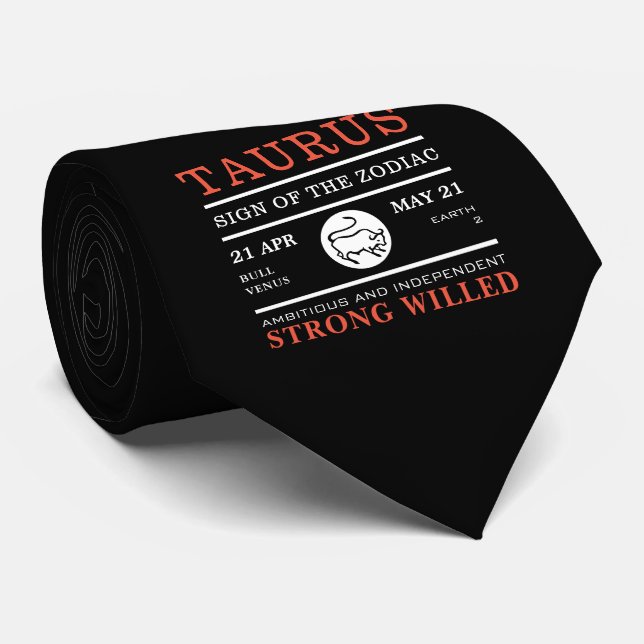 Taurus Sign of the Zodiac, Astrological Neck Tie (Rolled)