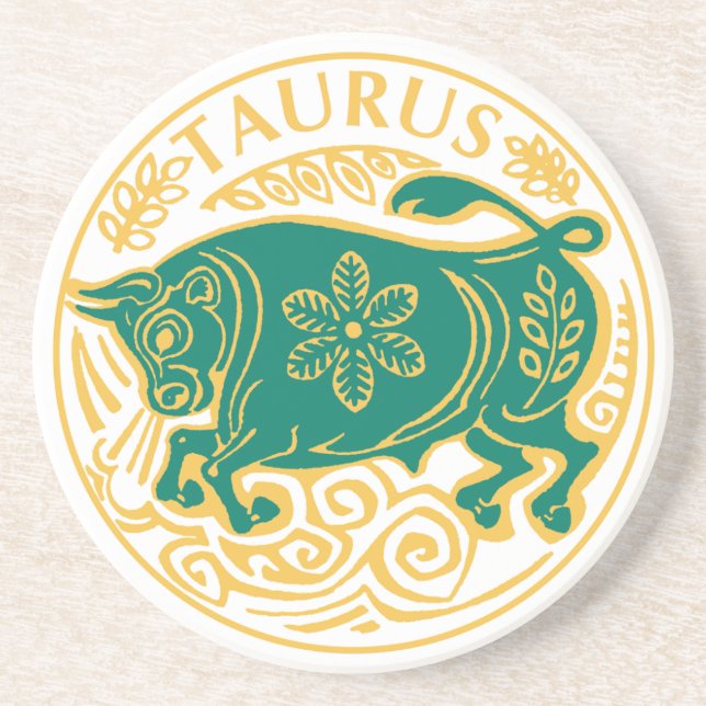Taurus Sign of the Zodiac on a Coaster (Front)