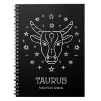 Taurus Silver Zodiac Sign Personalized Notebook
