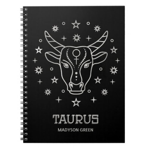 Taurus Silver Zodiac Sign Personalized Notebook