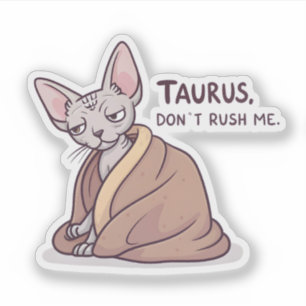 Taurus Sphynx Cat Calm Zodiac Attitude Art Sticker