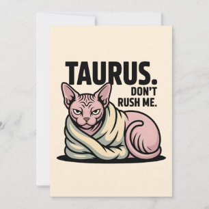Taurus Sphynx Cat Zodiac Attitude Illustration Holiday Card