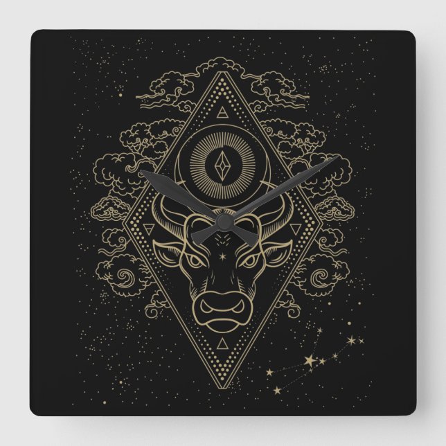 Taurus Square Wall Clock (Front)