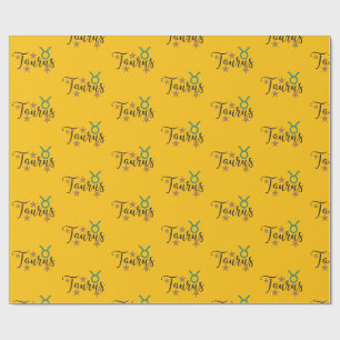 Taurus Star Sign Wrapping Paper Yellow Background