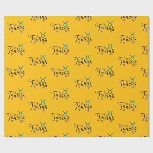 Taurus Star Sign Wrapping Paper Yellow Background (Flat)