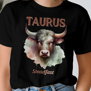 Taurus Steadfast Watercolor Bull Zodiac Sign T-Shirt