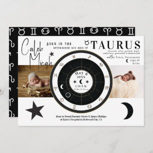 Taurus Sun & Moon Sign Zodiac Birth Announcement