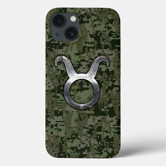 Taurus Symbol on Green Digital Camo Case-Mate iPhone Case (Back)
