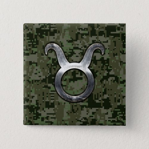 Taurus Symbol on Olive Green Digital Camo Button