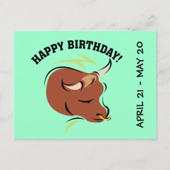 Taurus The Bull Artistic Zodiac Sign Illustration Postcard by giftsbygenius at Zazzle