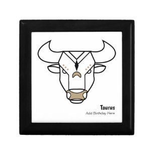 Taurus the bull black gold personalized trinket gift box