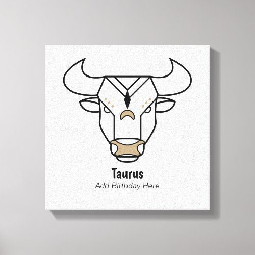 Taurus the bull black gold personalized zodiac canvas print