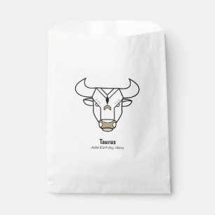Taurus the bull black gold personalized zodiac favor bag