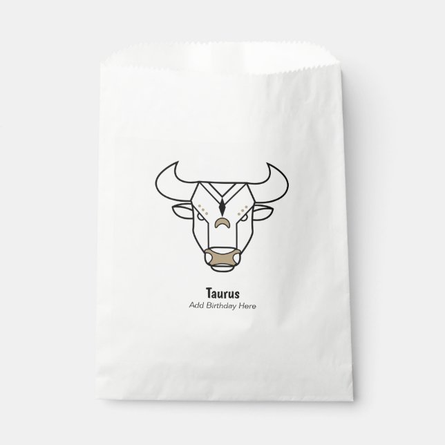 Taurus the bull black gold personalized zodiac favor bag (Front)