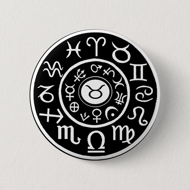 Taurus the Bull Celestial Zodiac Pinback Button (Front)