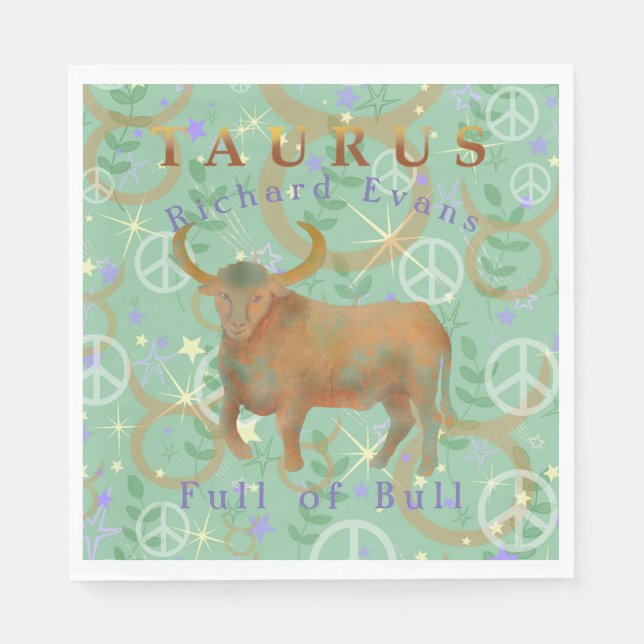 Taurus The Bull Funny Zodiac  Napkins (Front)