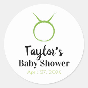 TAURUS The Bull Green Astrology Zodiac Baby Shower Classic Round Sticker