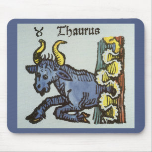 Taurus the Bull, Vintage Signs of the Zodiac Mouse Pad