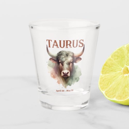 Taurus the Bull Watercolor Zodiac Sign Birthday Shot Glass